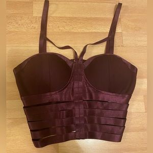 Charlotte Russe Burgundy Corset Crop Top